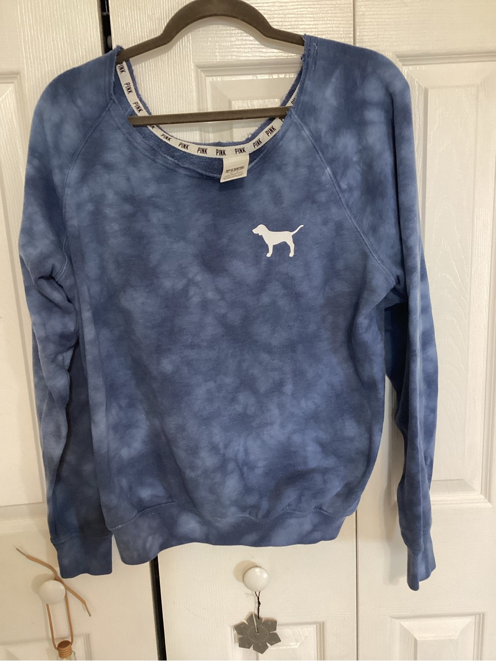 PINK Victoria's Secret Blue Tie-Dye Crewneck Sweatshirt
